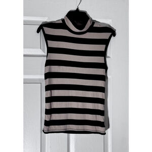 Women's Sanctuary Striped Mock Neck Tank Top M Black Beige